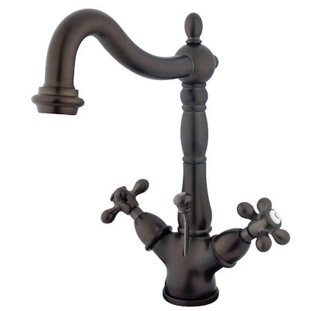 Kingston Brass Heritage 2-Handle Bathroom Faucet W/ Brass Pop-Up & Cover Plate, Bronze KS1435AX